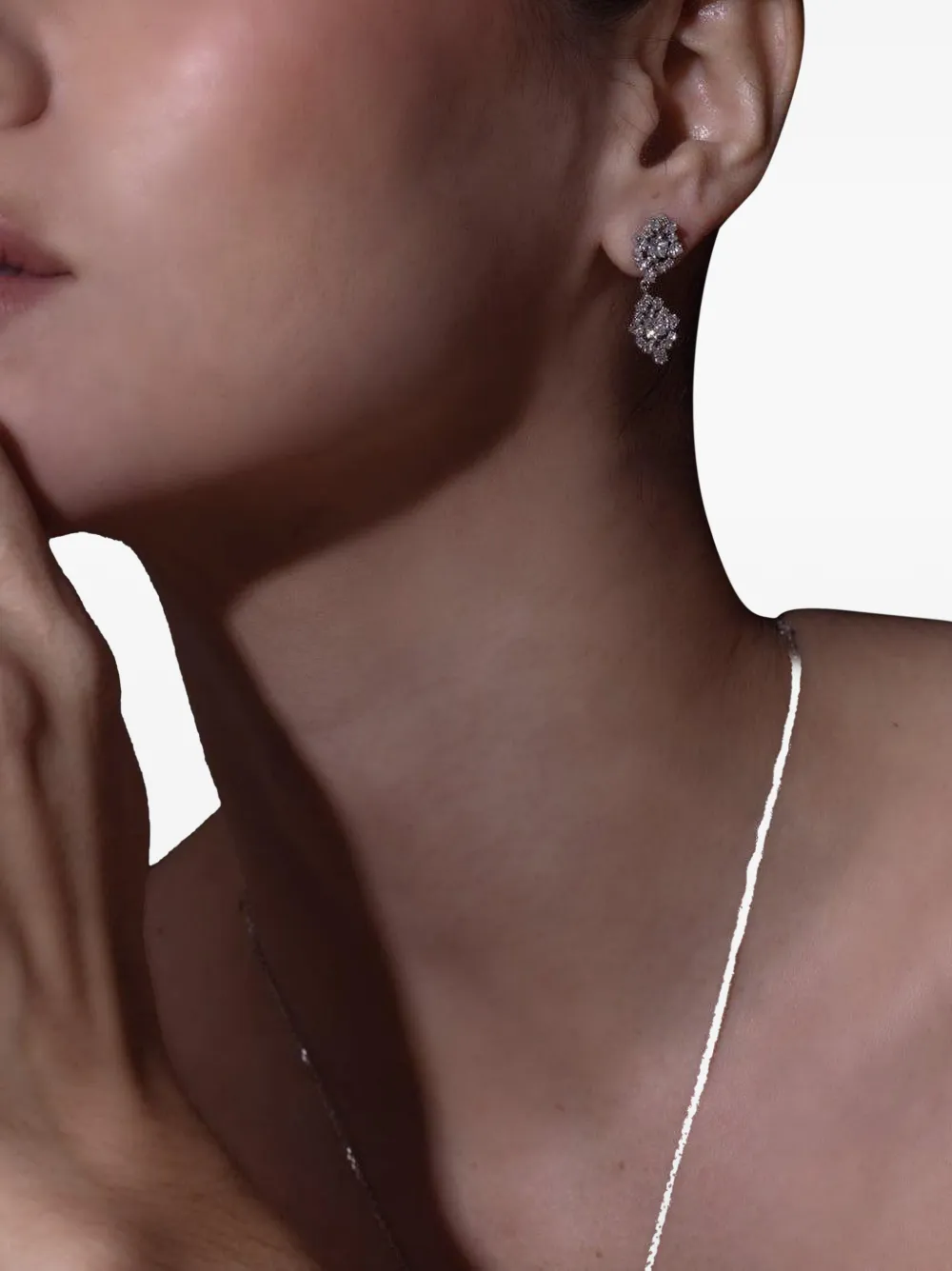 Suzanne Kalan La Fantaisie Diamond Drop Earrings in Silver, view 2