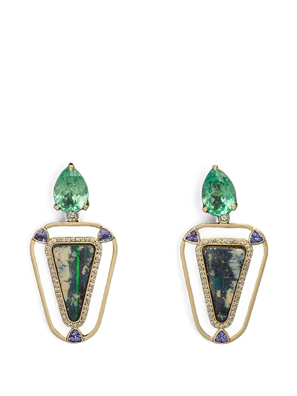 DENISE CASSOU opal and tourmaline drop earrings - Gold