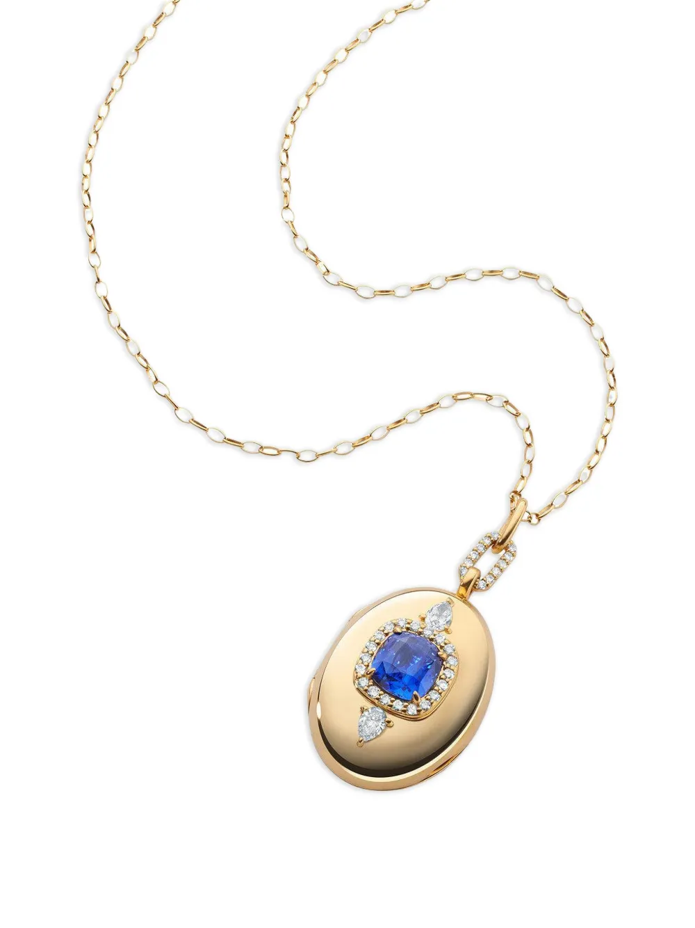 MONICA RICH KOSANN sapphire and diamond locket necklace - Gold