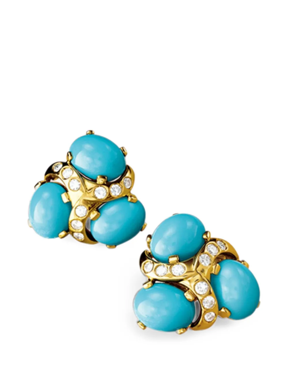 VERDURA turquoise and diamond earrings - Gold