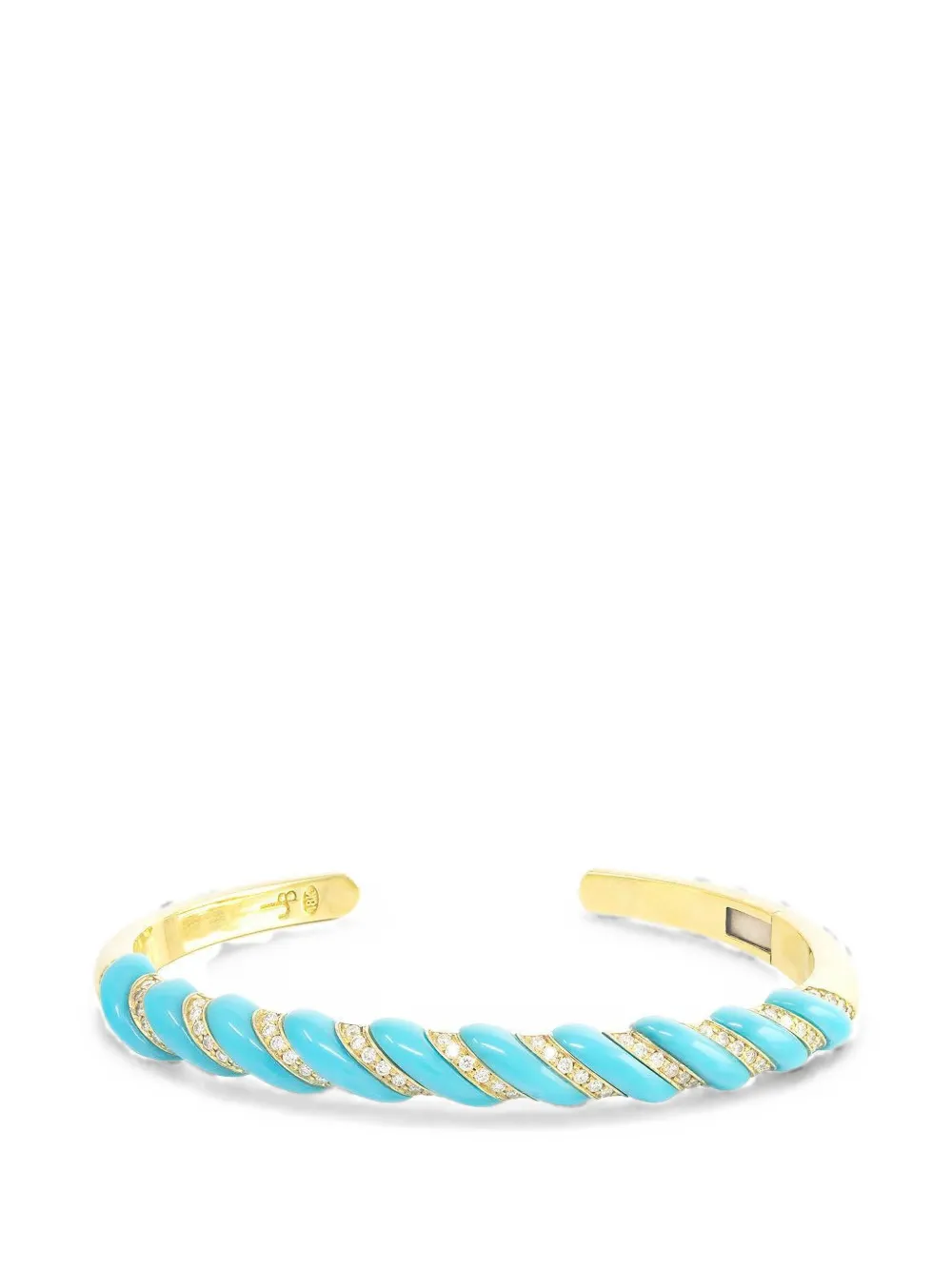 Jenna Blake 70s stone and diamond bangle bracelet - Gold