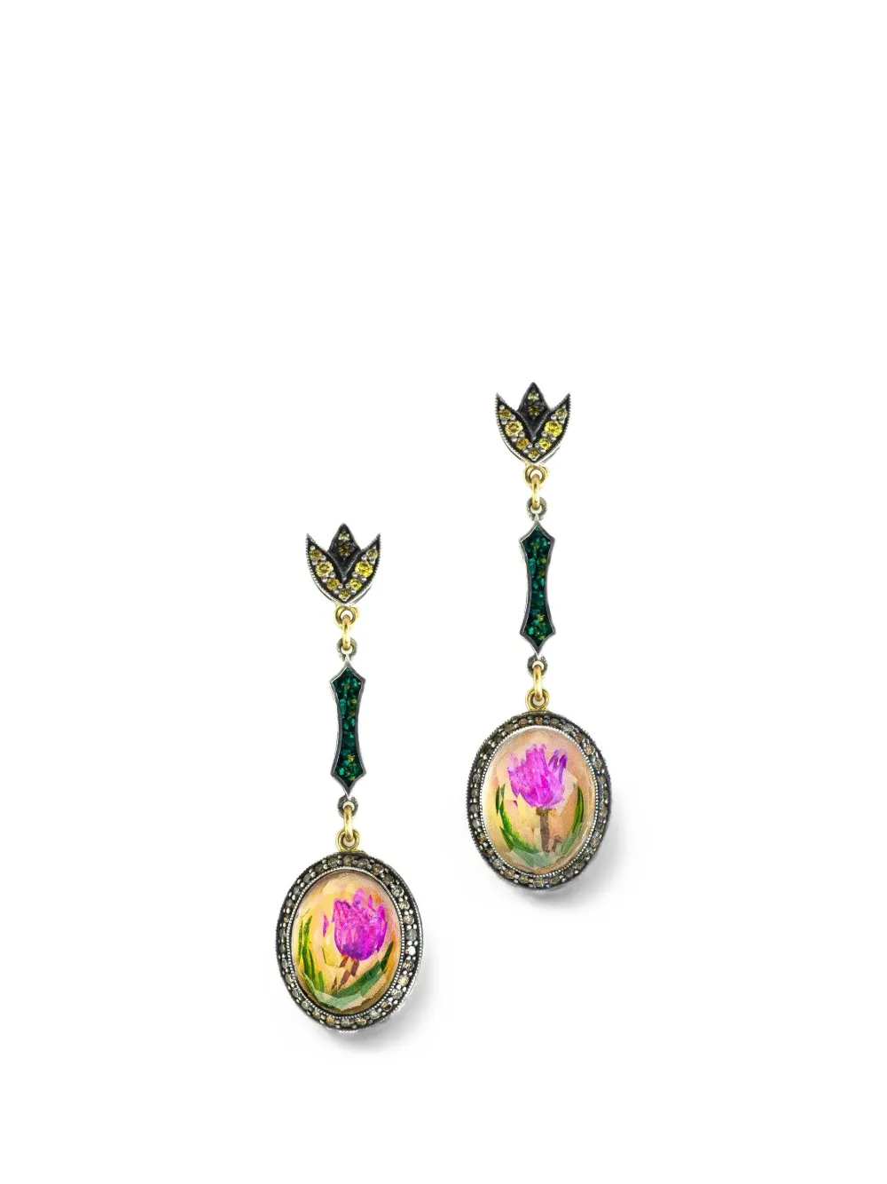 Sevan Bıçakçı diamond drop earrings - Gelb