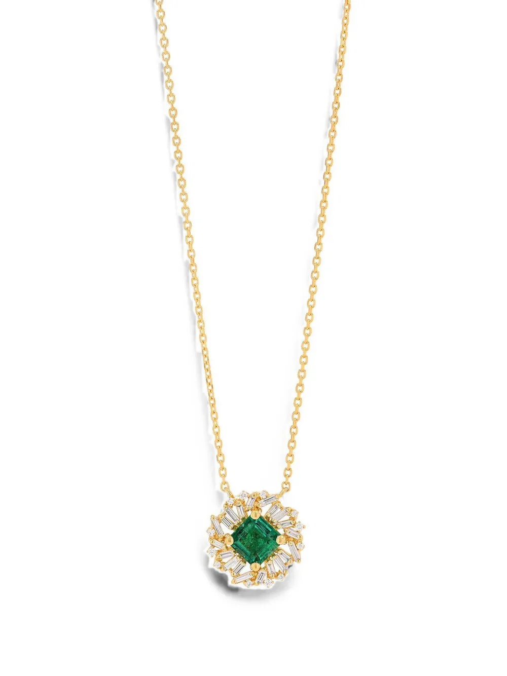 Suzanne Kalan emerald and diamond pendant necklace - Gold