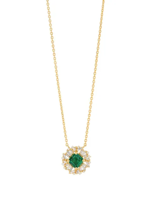 Suzanne Kalan emerald and diamond pendant necklace
