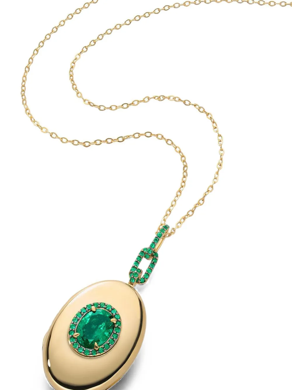 MONICA RICH KOSANN emerald locket necklace - Gold