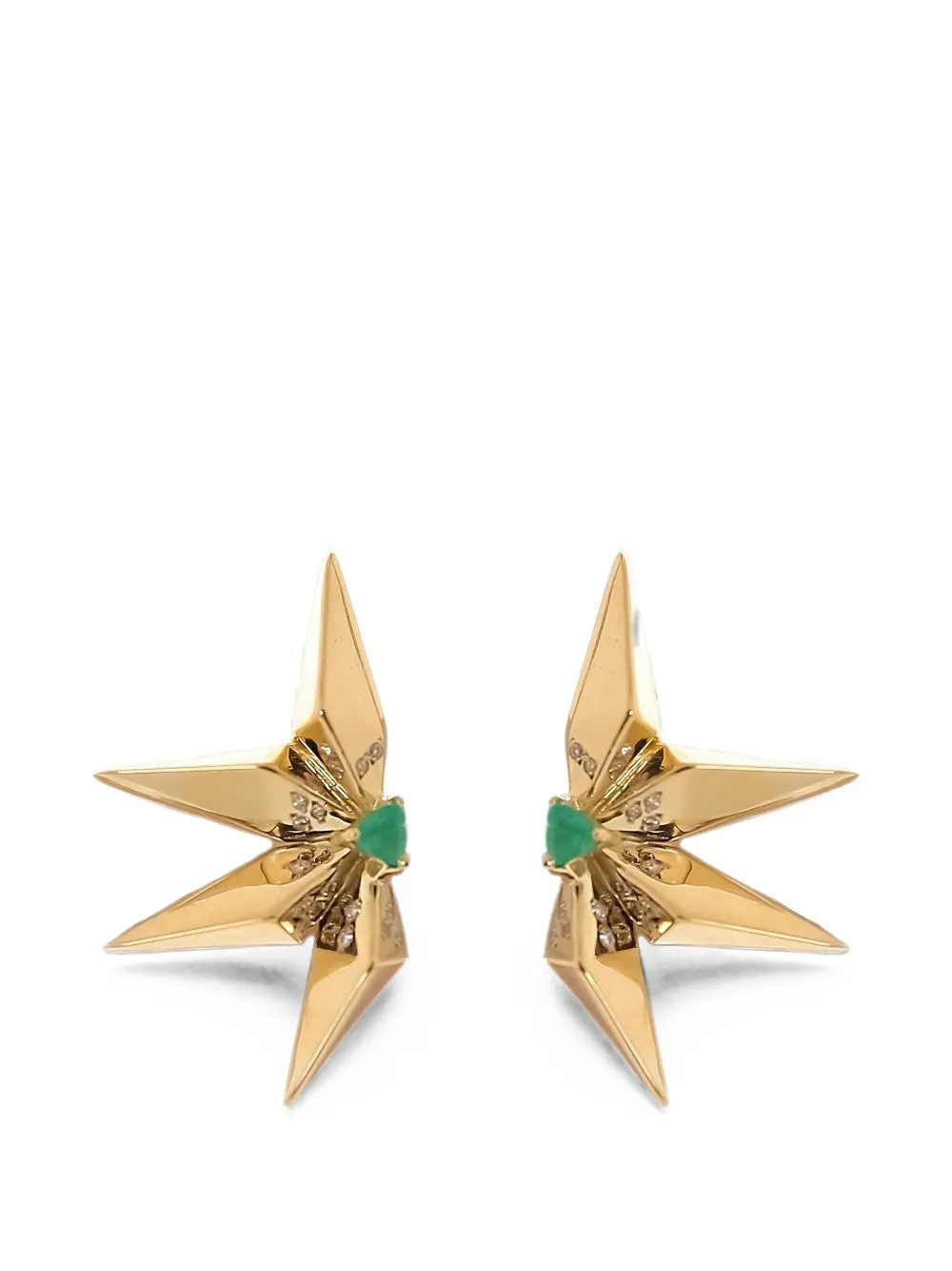 Carol Kauffmann Étoile Laila diamond and emerald earrings - Gold