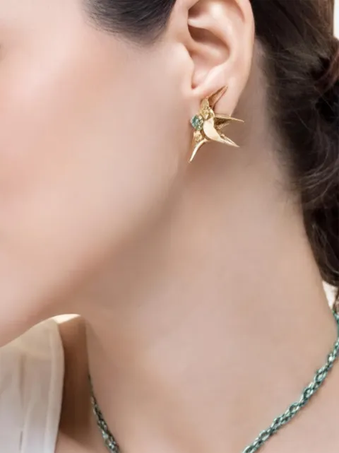 Carol Kauffmann Étoile Laila diamond and emerald earrings