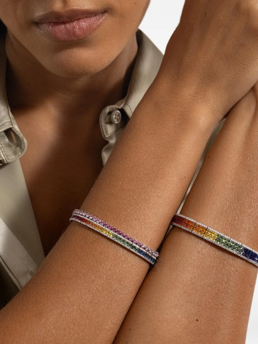 Lisa Nik pink sapphire bracelet - Argento