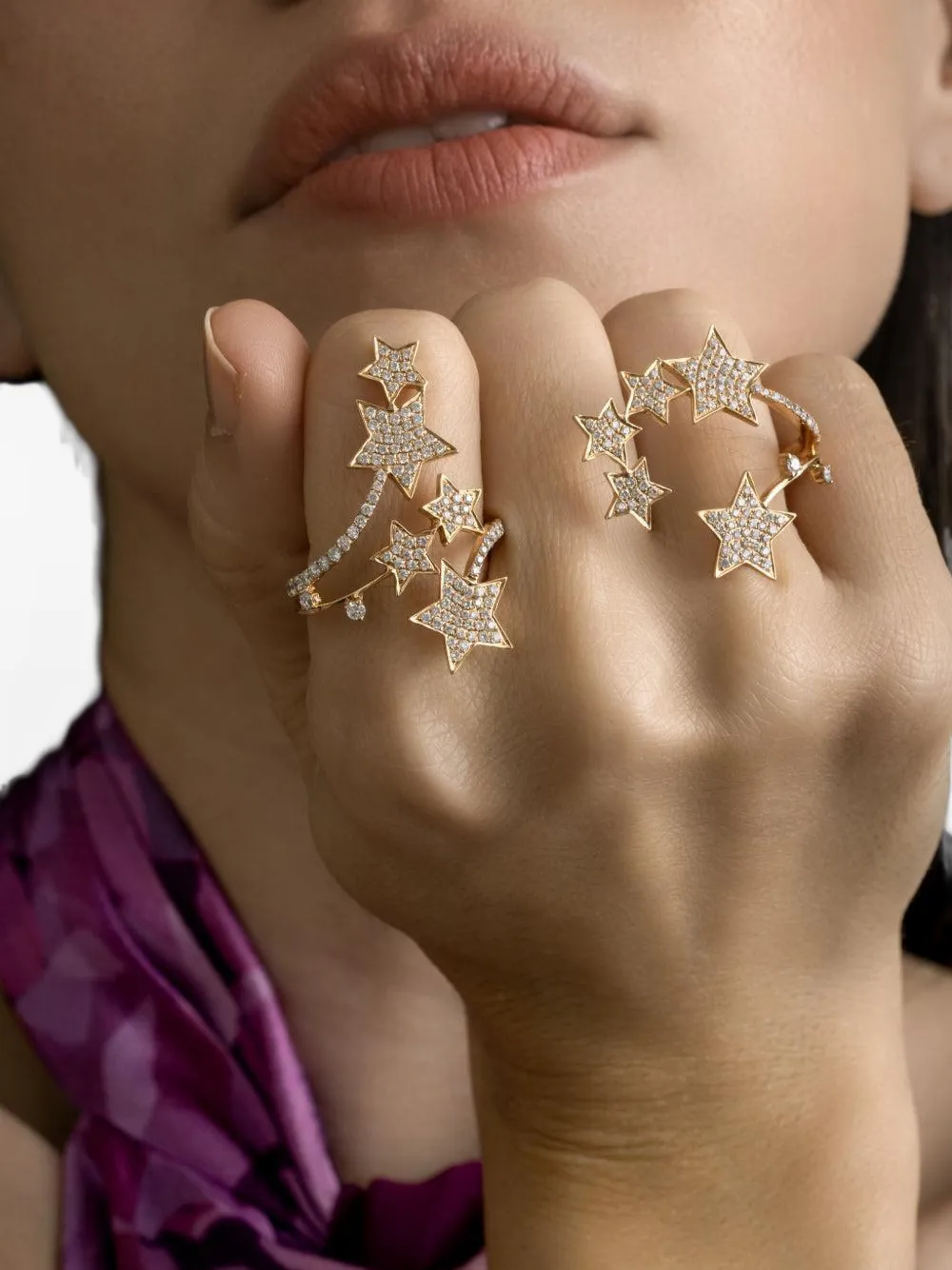 Stefere Star diamond multifinger ring - Gold