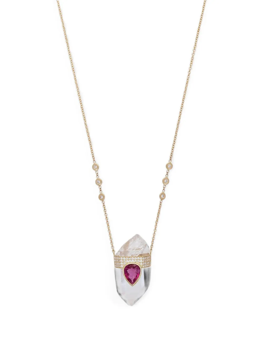 Jacquie Aiche tear quartz and tourmaline necklace - Gold