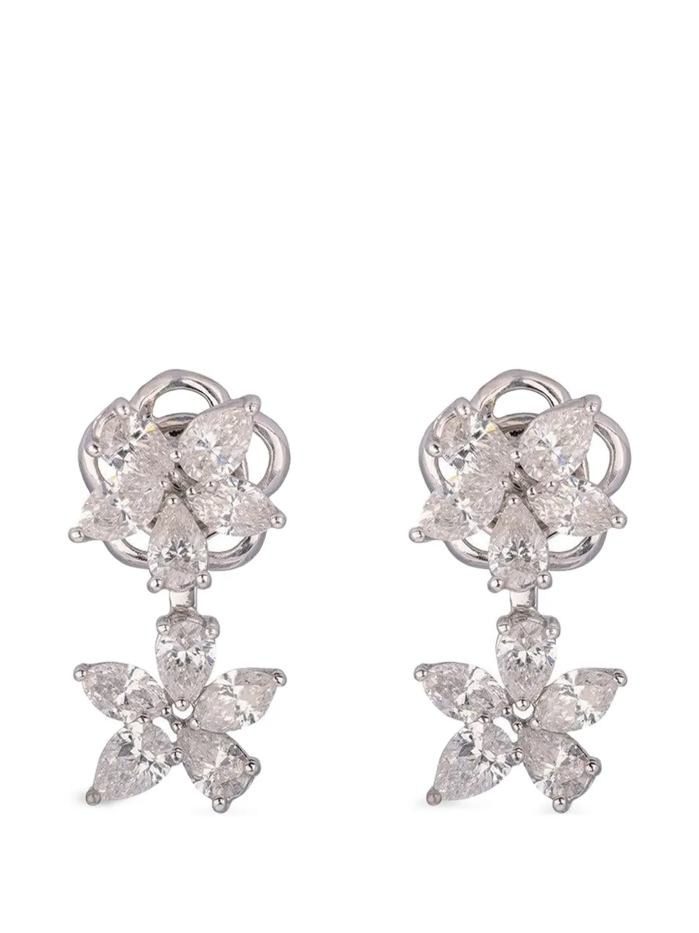 ZYDO diamond double flower earrings - Silber