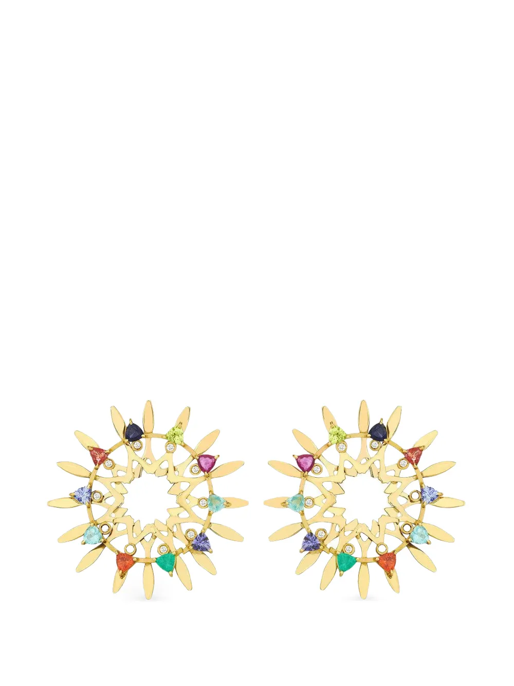 Carol Kauffmann Mandala multi-stone and diamond hoop earrings