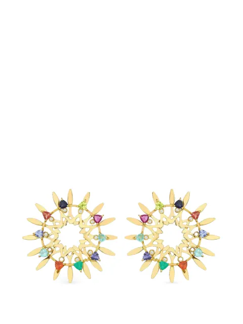 Carol Kauffmann Mandala multi-stone and diamond hoop earrings