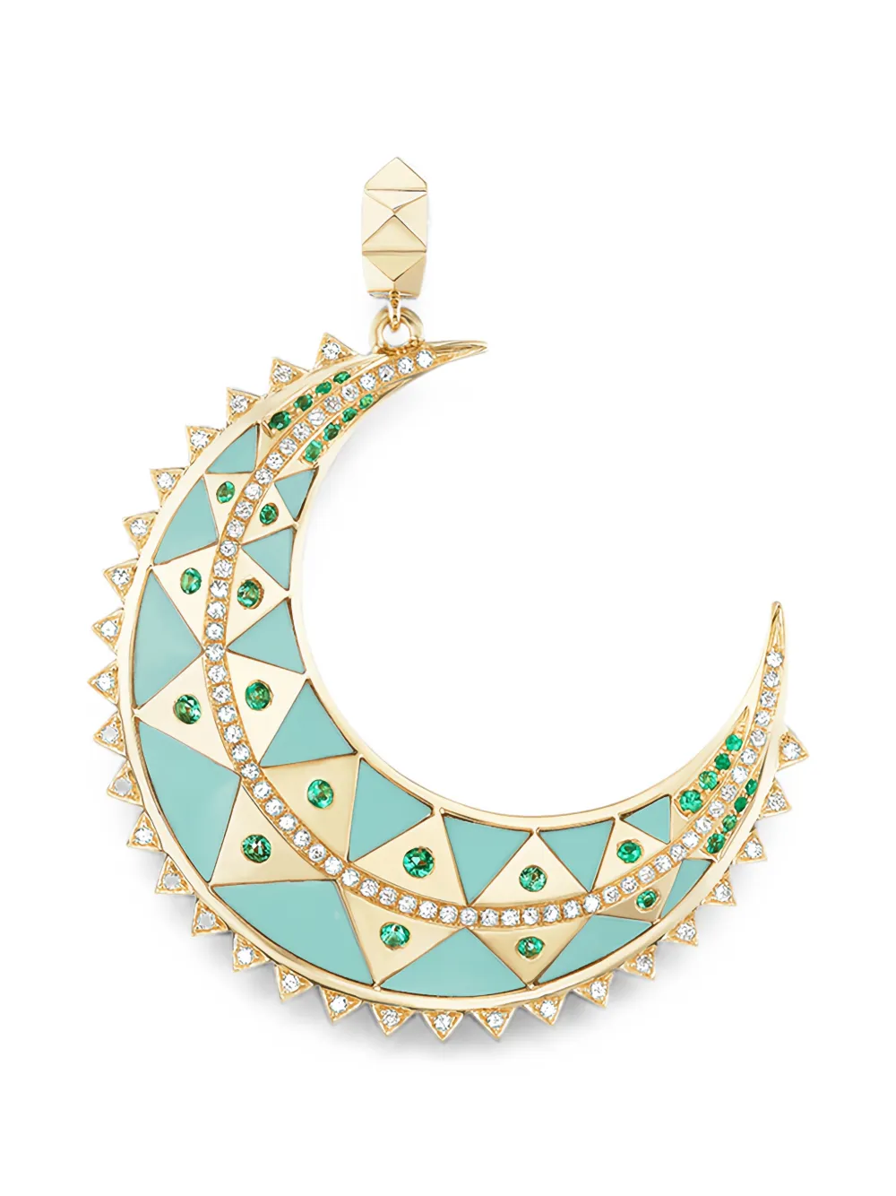 Harwell Godfrey Moon chrysoprase emerald charm - Gold