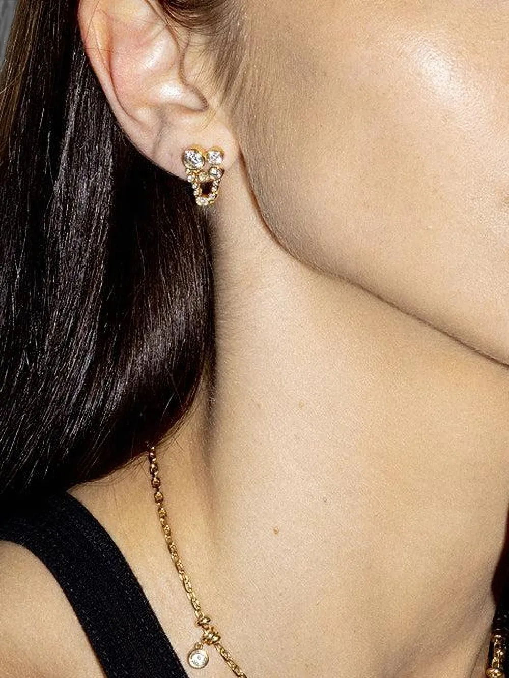 Uniform Object Metal Web Earrings in Gold, view 2
