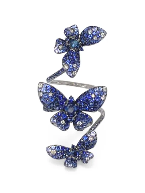 Stefere anillo con motivo de mariposa con diamante y zafiro