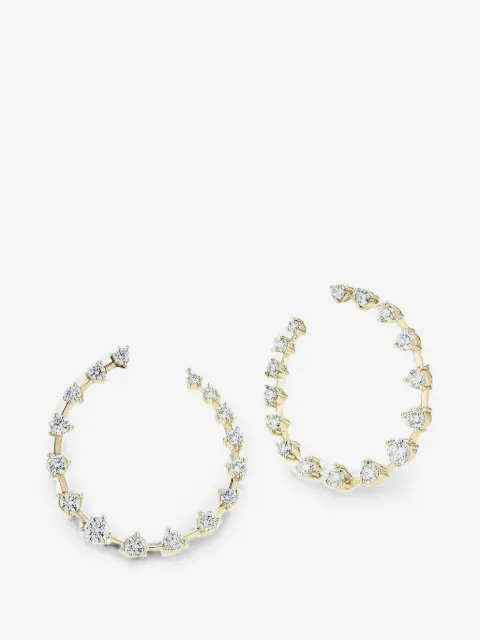 Jade Trau Crescent diamond hoop earrings