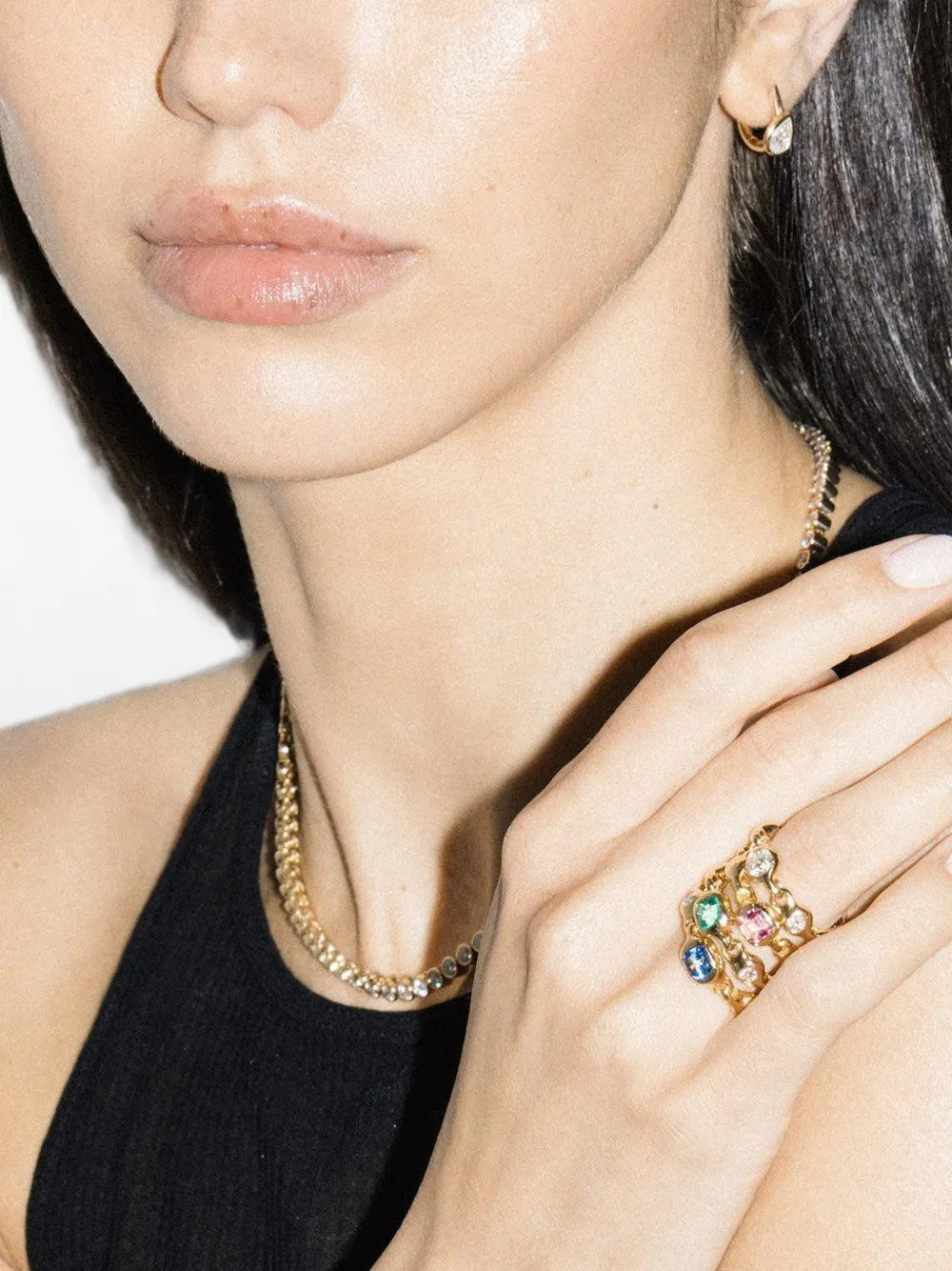 Uniform Object Supernova multi-stone ring - Oro