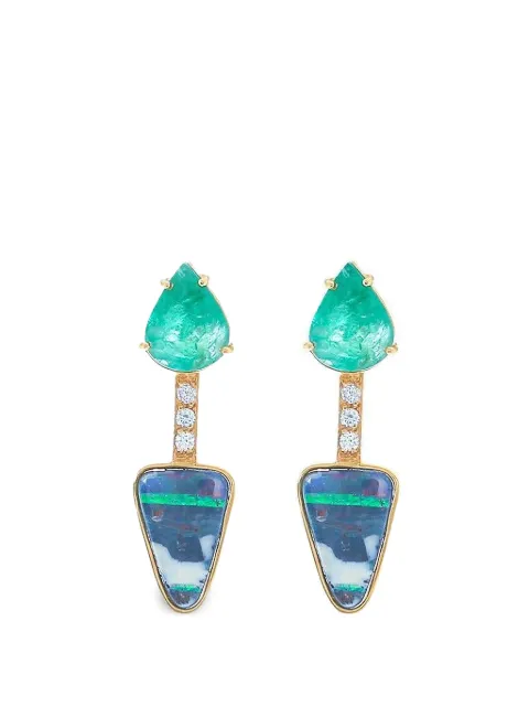 DENISE CASSOU yellow opal and emerald earrings
