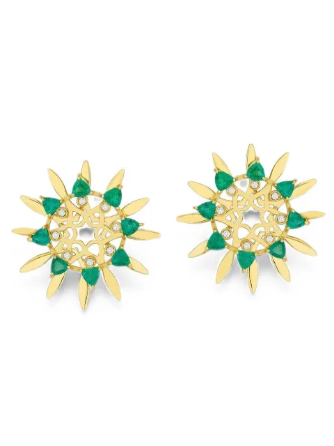 Carol Kauffmann Mandala emerald and diamond hoop earrings