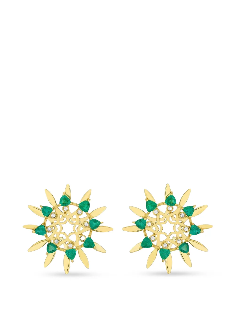 Carol Kauffmann Mandala emerald and diamond hoop earrings
