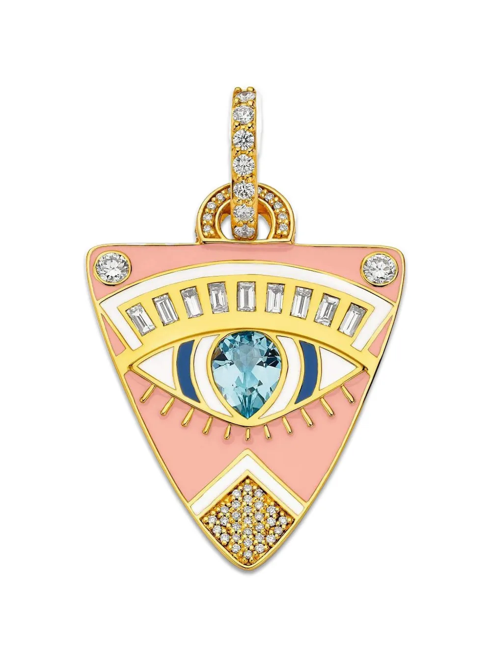 BUDDHA MAMA Pendente Guitar Pick con topazio e diamanti - Oro