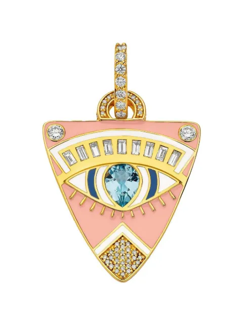 BUDDHA MAMA Guitar Pick blue topaz and diamond pendant