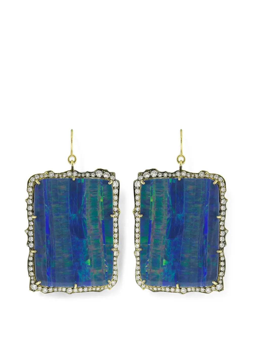 Sylva & Cie opal and diamond drop earrings - Gold