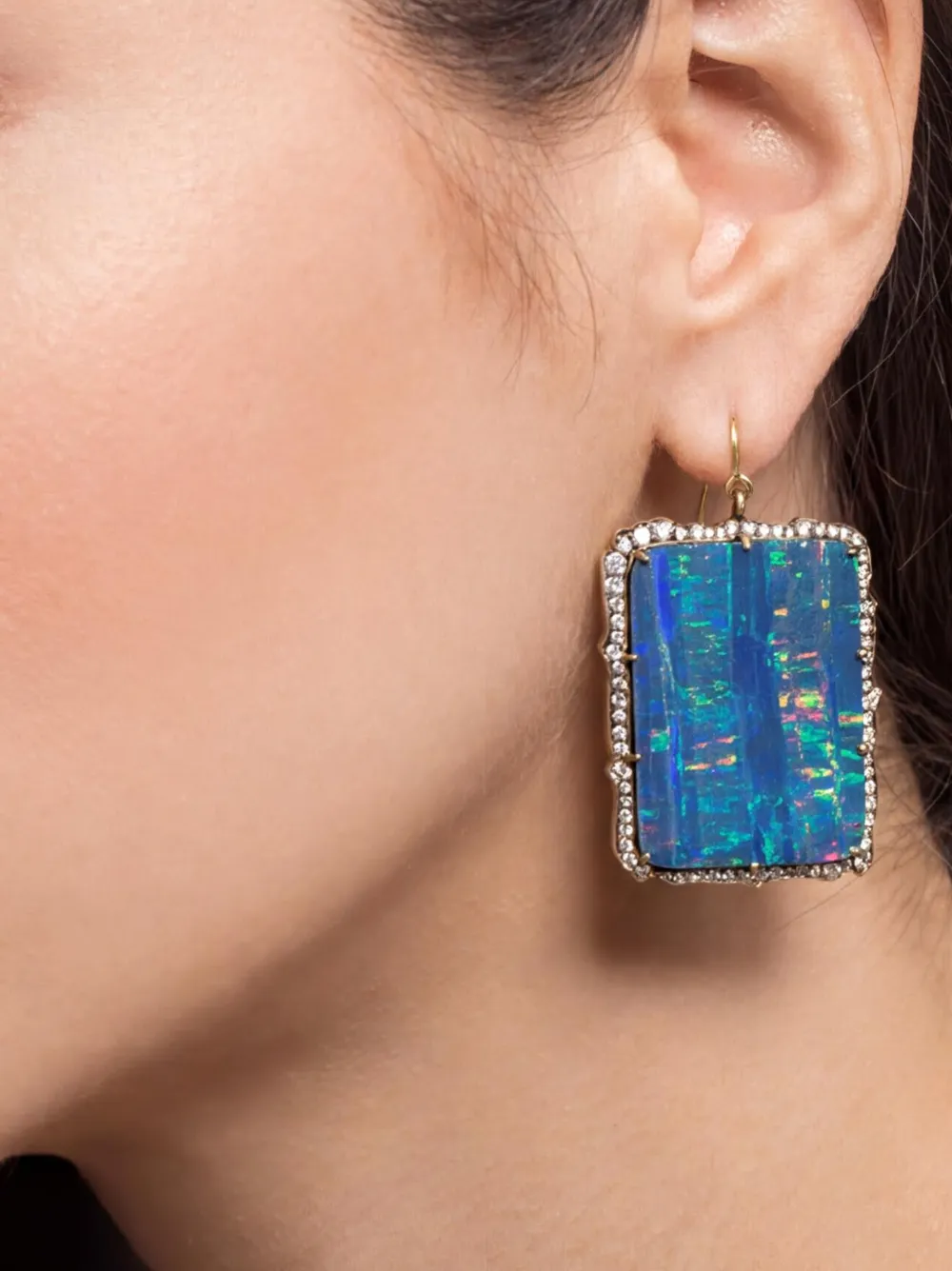 Sylva & Cie opal and diamond drop earrings - Oro