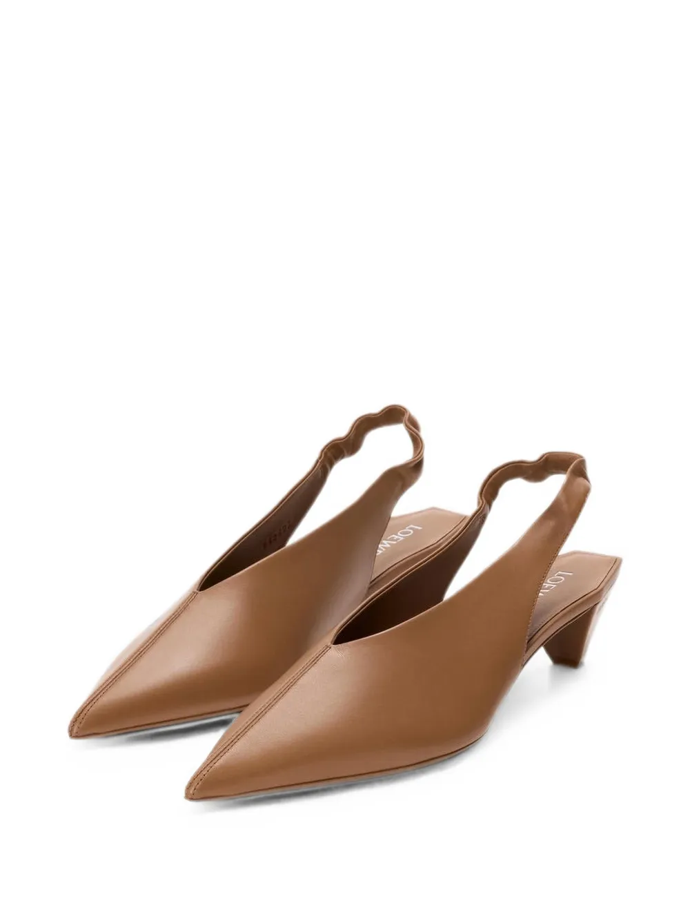 LOEWE Origami Cubic slingbacks in lambskin Bruin
