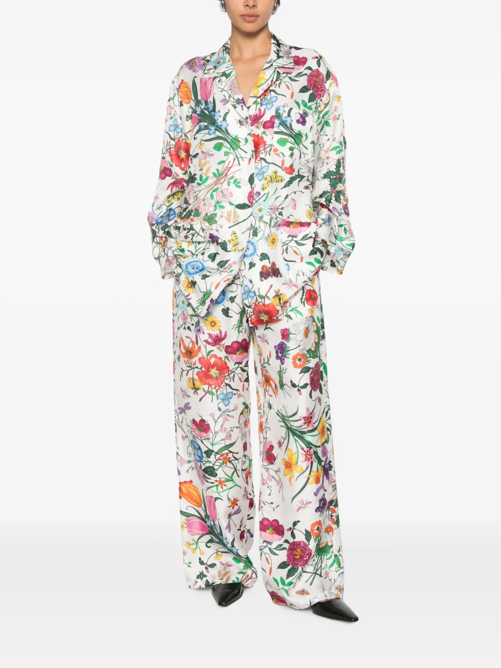 Gucci Zijden twill broek met print Wit