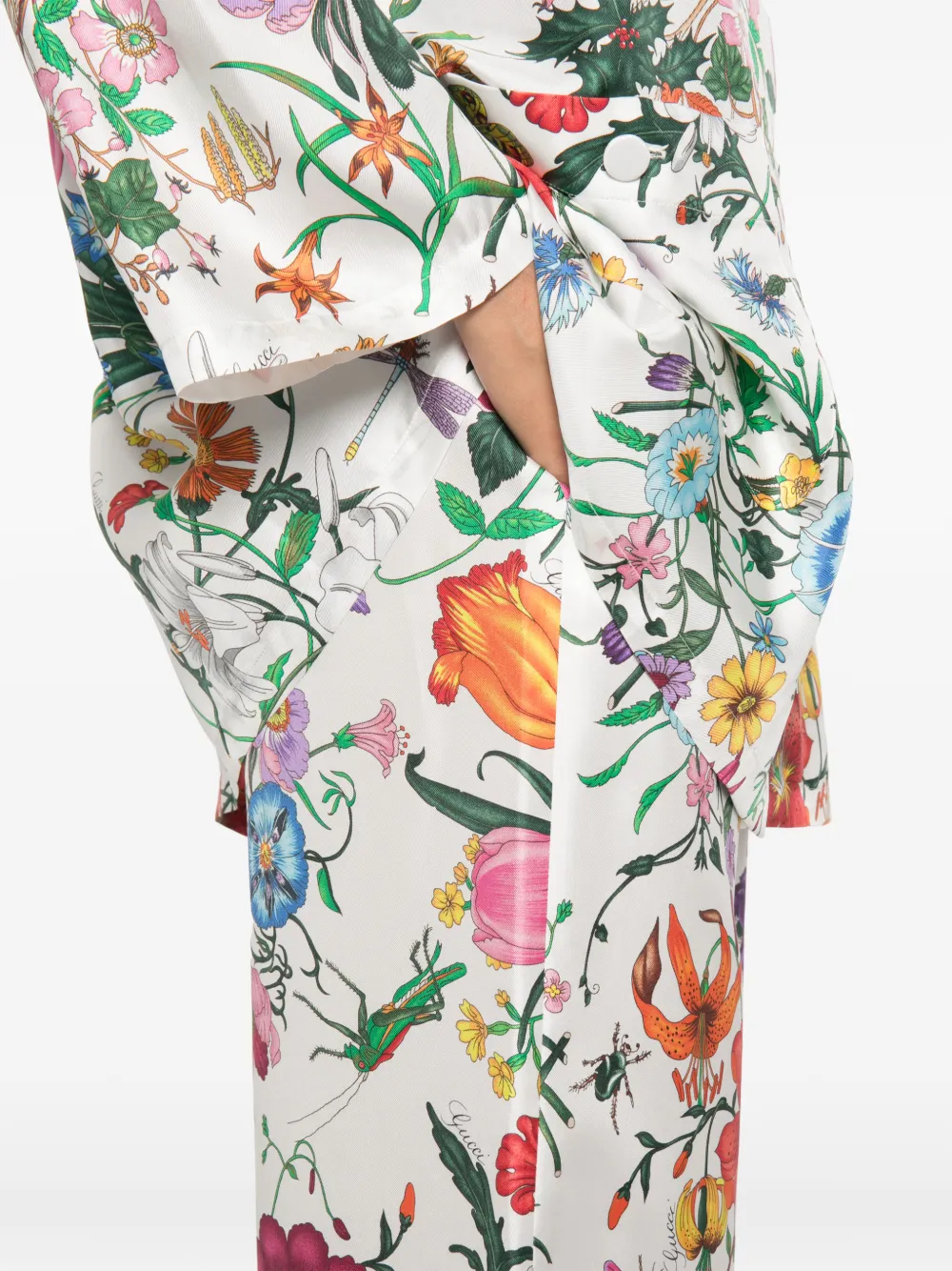 Gucci Zijden twill broek met print Wit