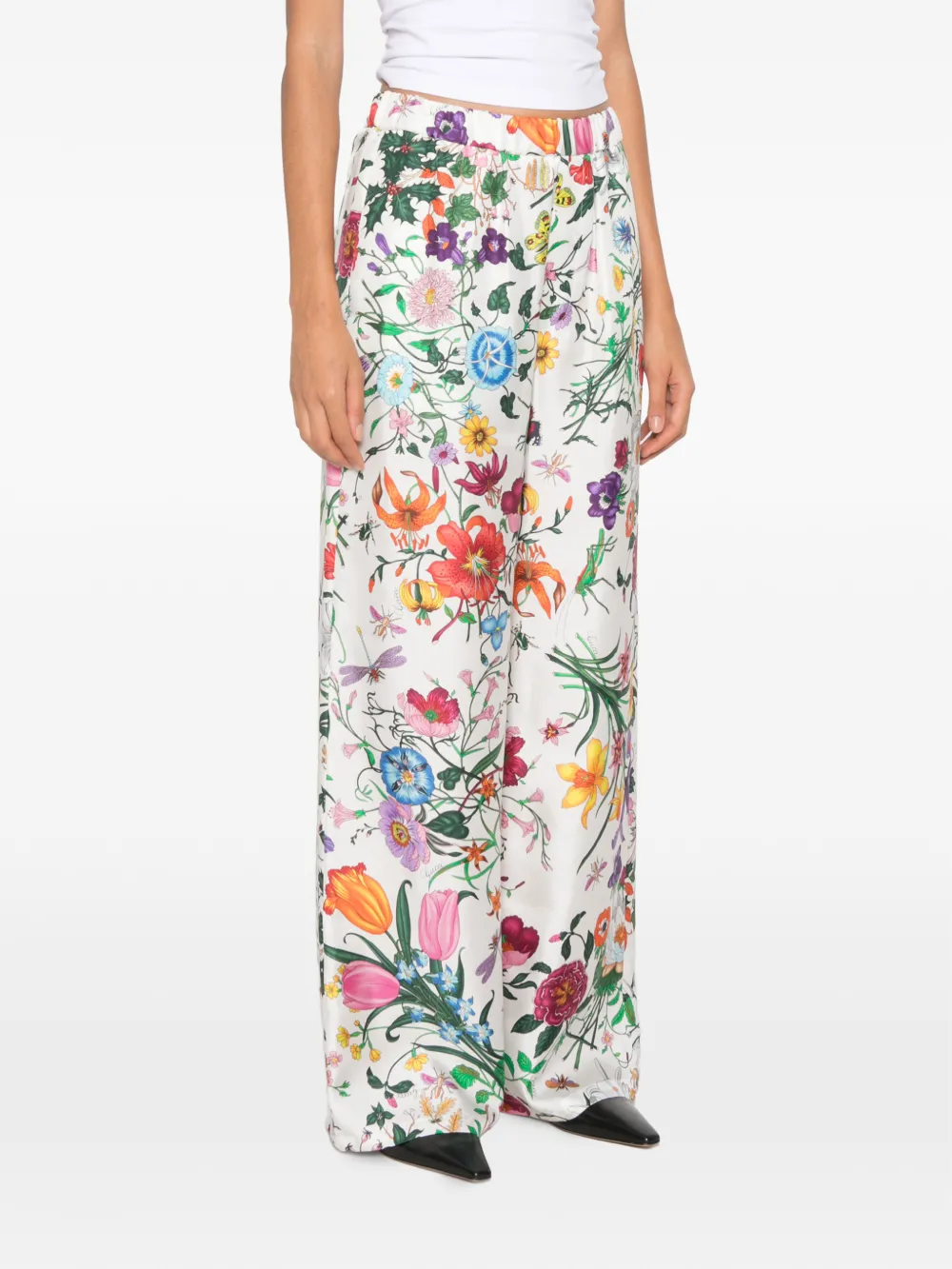 Gucci Zijden twill broek met print Wit