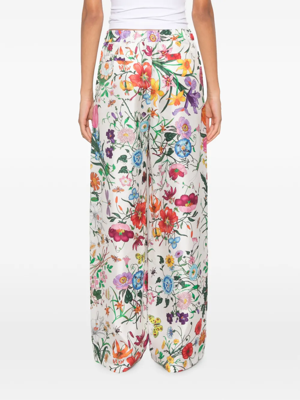 Gucci Zijden twill broek met print Wit