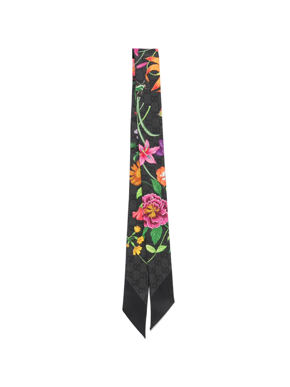 Gucci GG Flora silk scarf - Nero