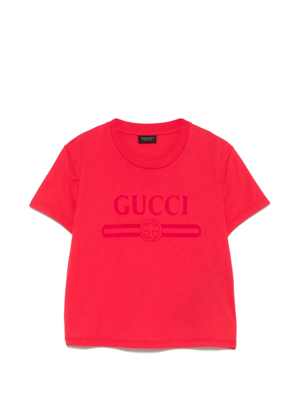 Gucci logo-print cropped T-shirt - Rosso