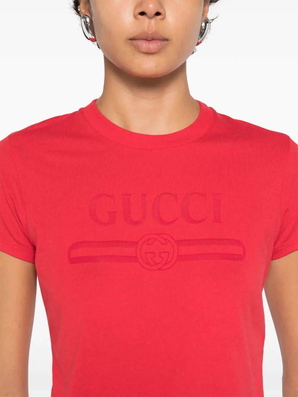 Gucci Cropped T-shirt met logoprint Rood
