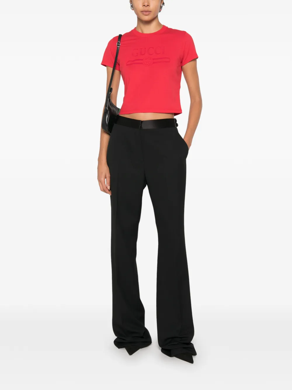 Gucci Cropped T-shirt met logoprint Rood
