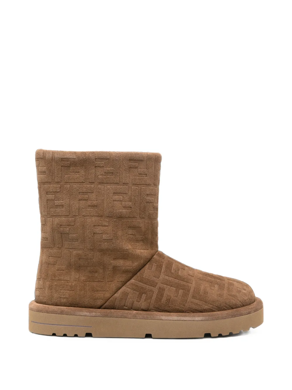 FENDI Suède laarzen met FF-patroon Bruin