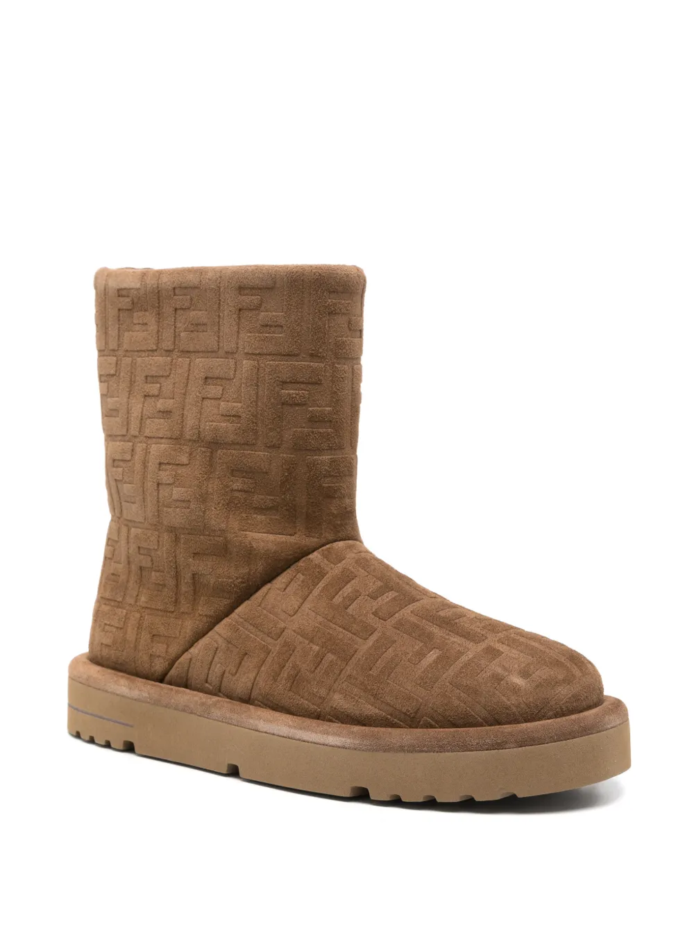 FENDI Suède laarzen met FF-patroon Bruin