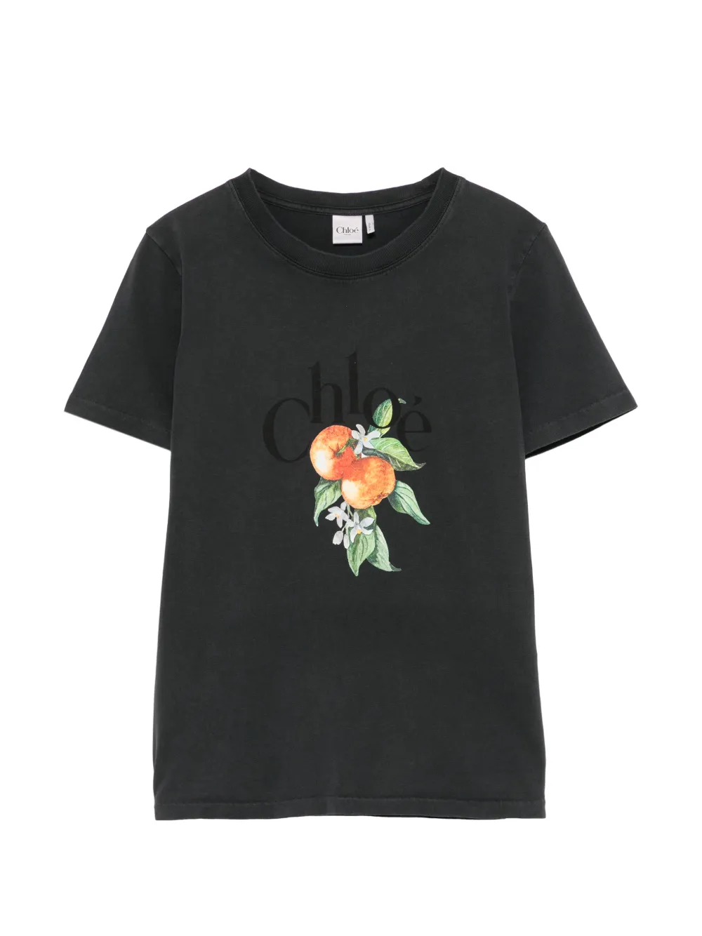 Chloé T-Shirt mit Früchte-Print - Schwarz