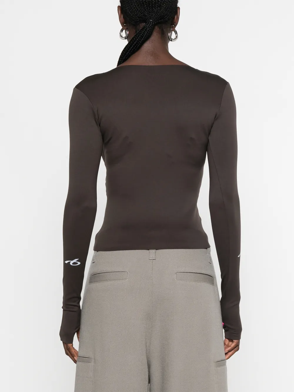 Balenciaga Top met contrasterende afwerking en logoprint Bruin