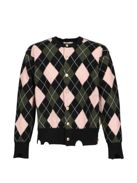 MASU argyle distressed cardigan