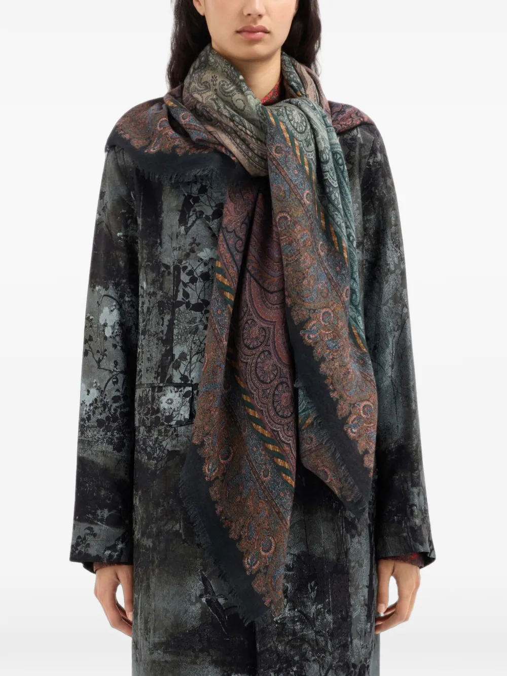 Pierre-Louis Mascia Aloeuw sjaal met paisley-print en franje Roze