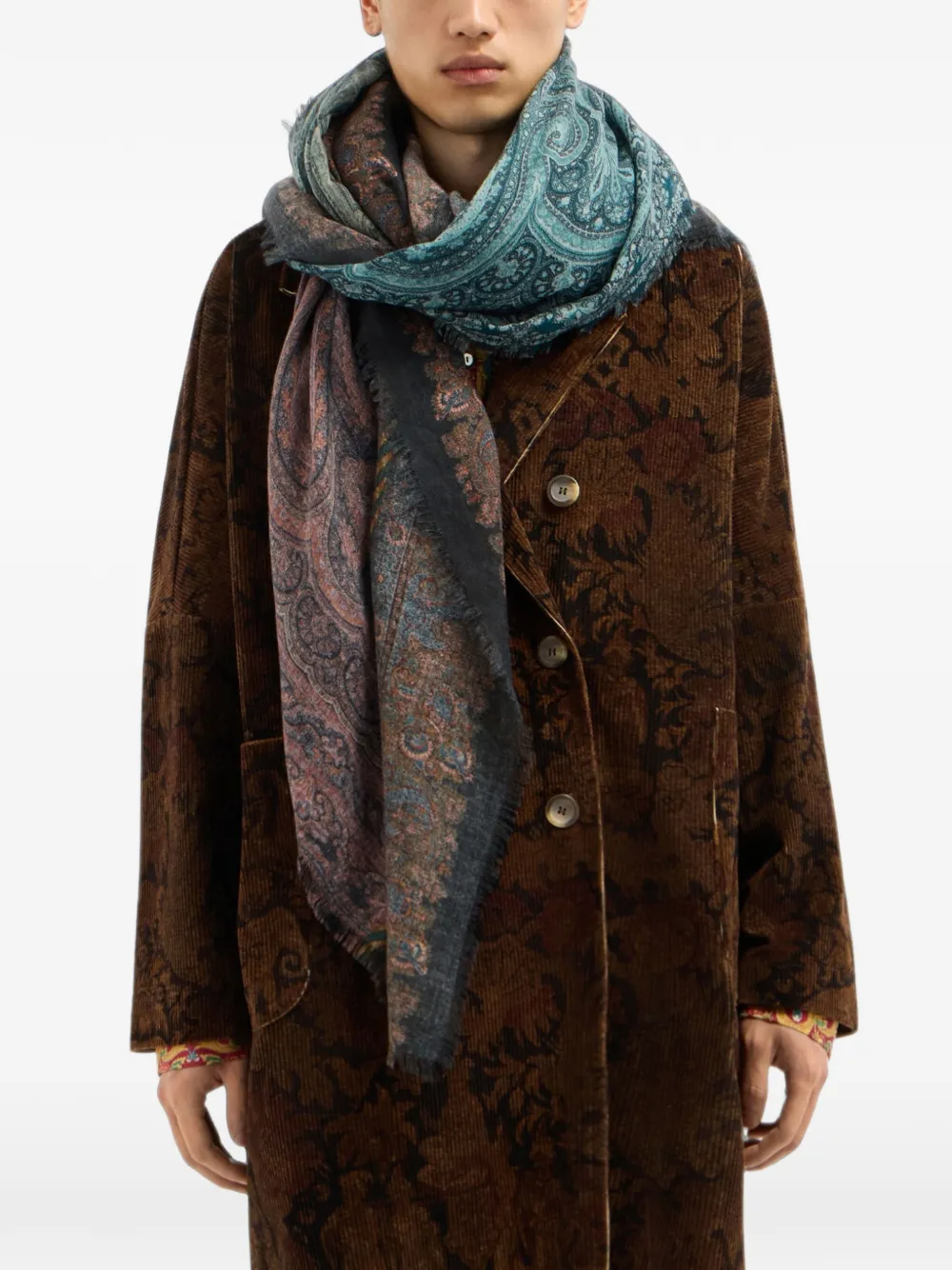 Pierre-Louis Mascia Aloeuw sjaal met paisley-print en franje Roze