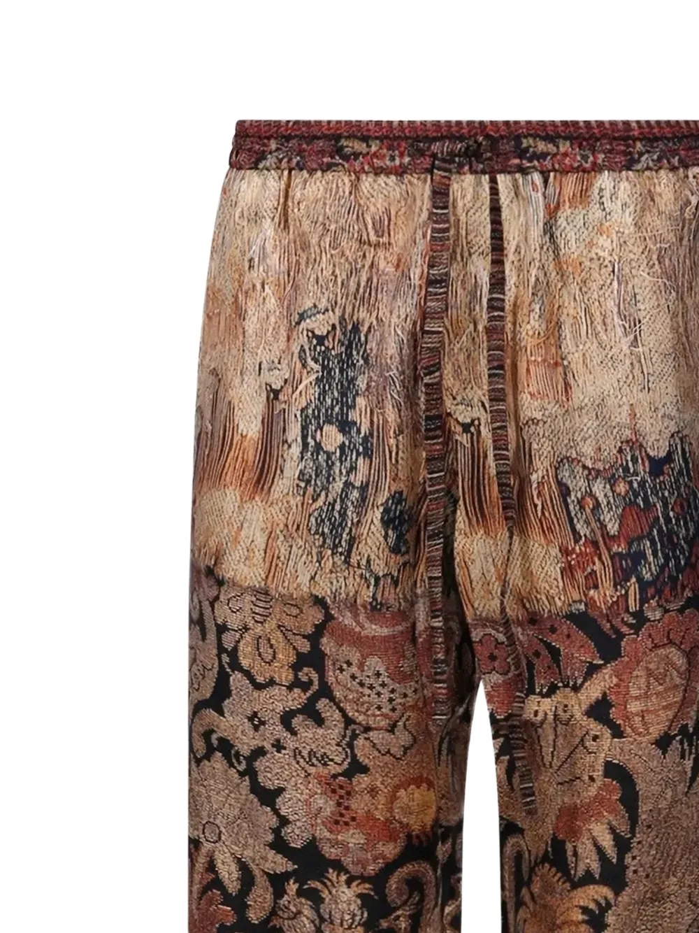 Pierre-Louis Mascia Aloe geweven broek met trekkoord en jacquard Bruin