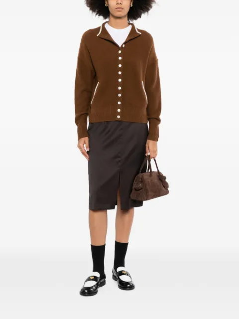 CUDDLEUP contrast-trim front-button cardigan