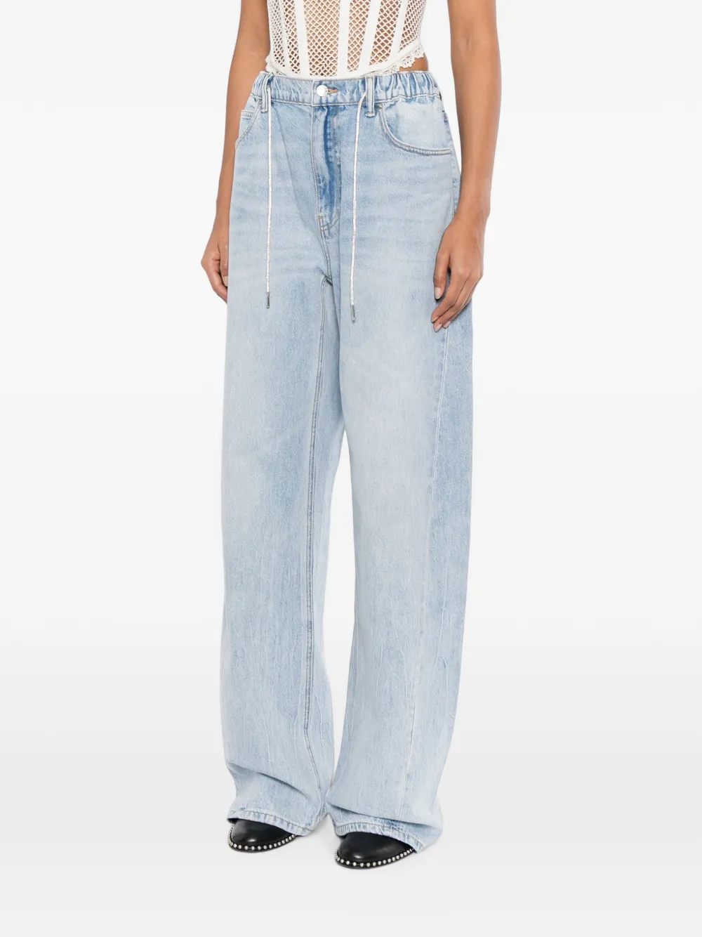 Alexander Wang Jeans met wijde pijpen en trekkoord Blauw