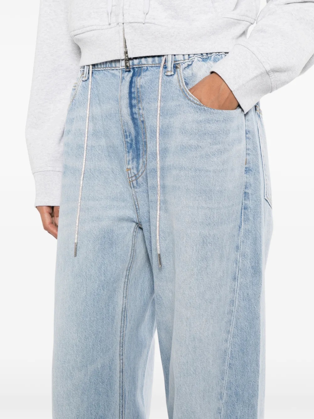 Alexander Wang Jeans met wijde pijpen en trekkoord Blauw