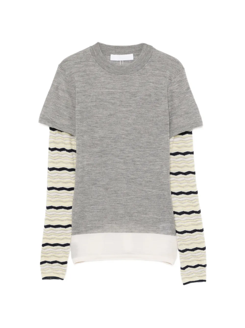 CUDDLEUP layered-sleeve fine-knit T-shirt